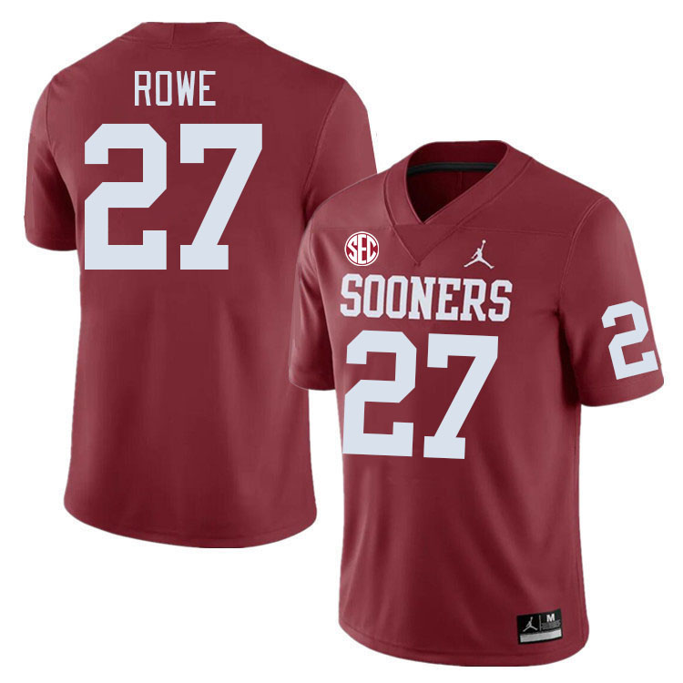 Men #27 Jayden Rowe Oklahoma Sooners 2024 SEC Conference College Football Jerseys-Crimson